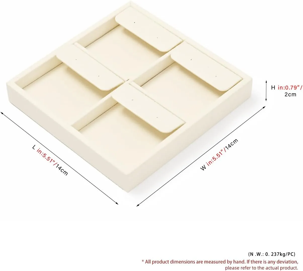 Oirlv Microfiber 4 Slots Jewelry Earring Display Tray Earring Display Organizer Tray(Beige)
