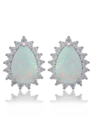 OPAL GLOW ROZELLE WHITE CREATED OPAL EARRINGS SILVER