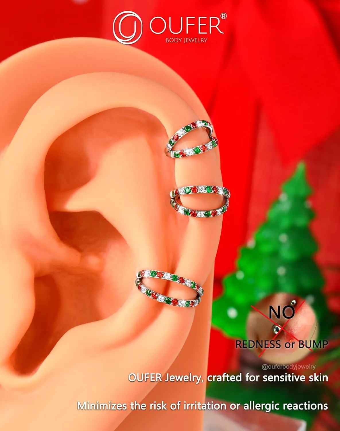 OUFER Double Hoop Nose Rings, 20G Nose Rings Hoop, 316L Surgical Steel Nose Piercing Jewelry, Colorful CZ Helix Daith Rook Tragus Conch Cartilage Earrings For Women Men-6mm/7mm/8mm