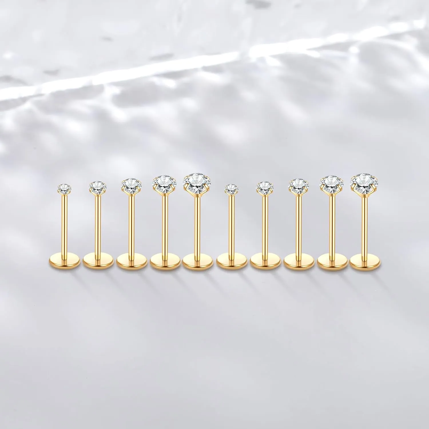 Oveta Threadless Nose Stud Stainless Steel 20G 18G 16G Threadless Flat Back Tragus Earrings Labret Medusa Monroe Ashely Lip Piercing Jewerly Gold