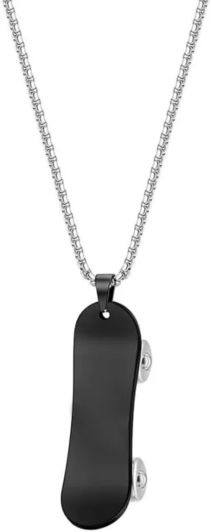 PAURO Men's Personalized Stainless Steel Skateboard Pendant Charm Necklace Hip Hop Jewelry