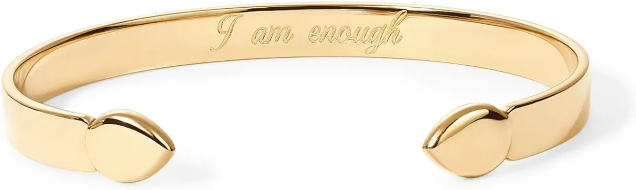 PAVOI 14K Gold Plated Stainless Steel Bangle Bracelets for Women | Inspirational Engraved Adjustable Mantra Cuff Bangle | Personalized Gift for Her Mom Sister | Birthday Gifts for Women