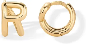 PAVOI 14K Gold Plated Sterling Silver Posts Dainty Initial Huggie Earrings for Women - Gold Huggie Hoop Small Initial Jewelry - Trendy Alphabet Letter Earrings
