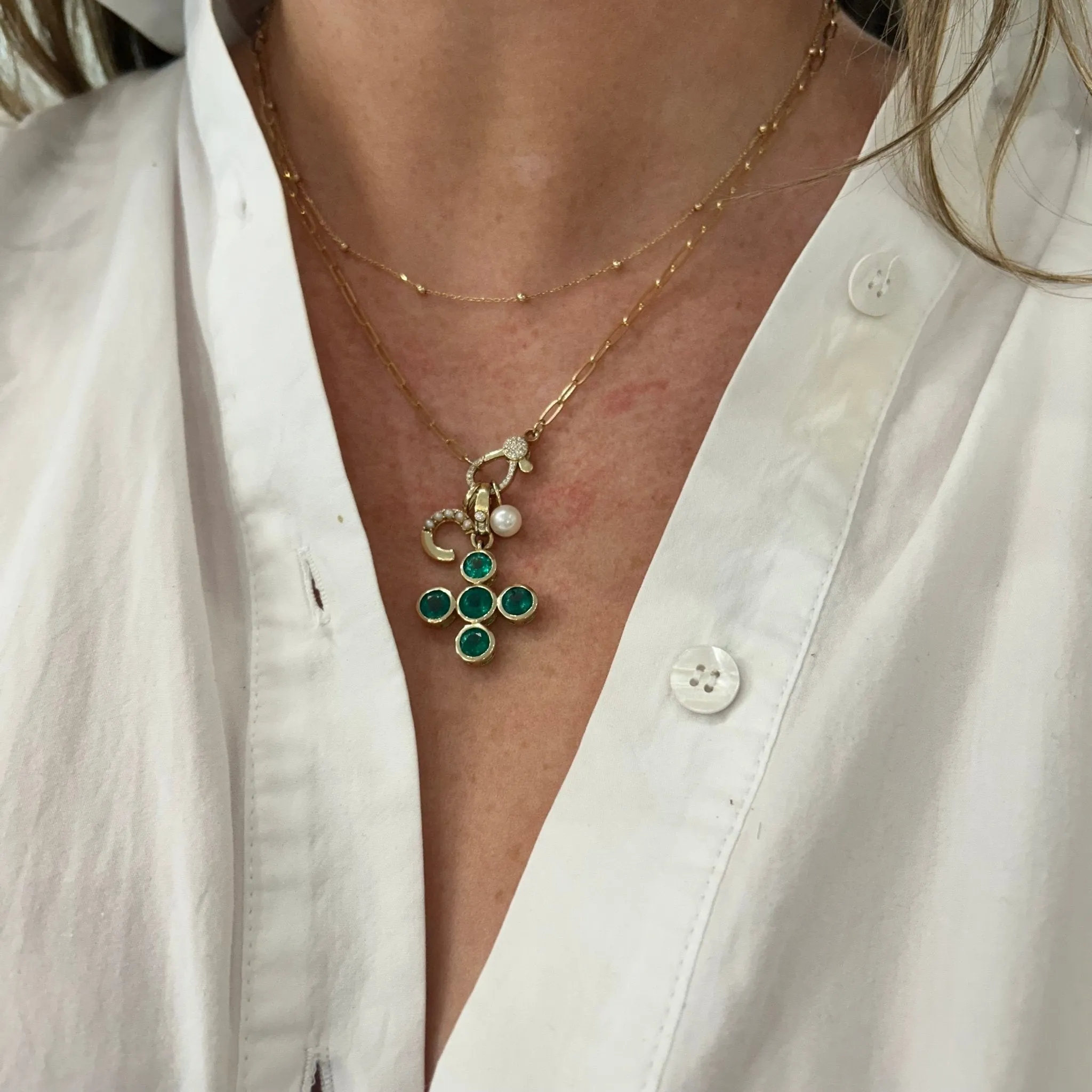 Pearl Accented Initial Charm