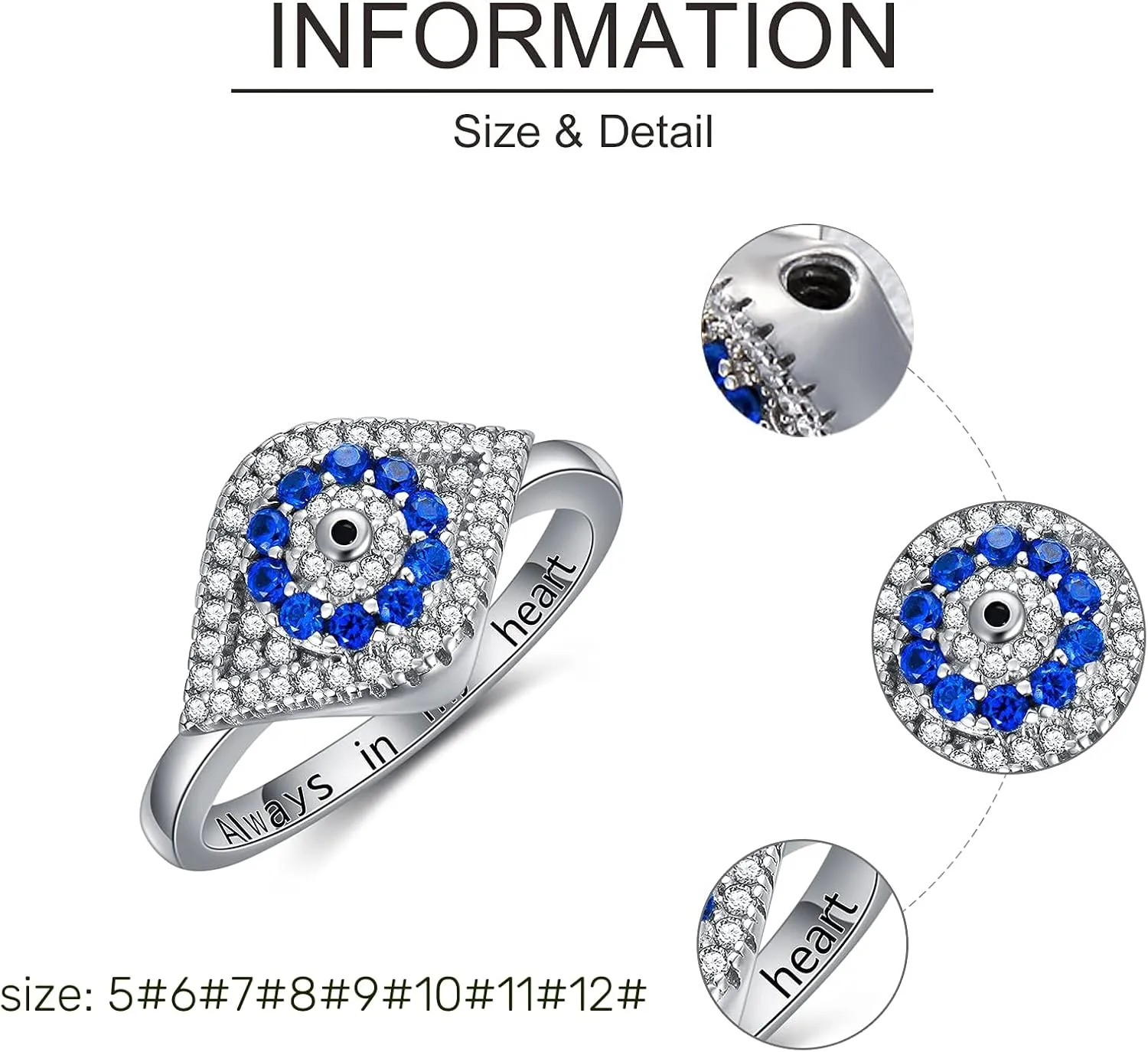 PEIMKO 925 Sterling Silver Turkish Evil Eye Rings, Evil Eye Urn Ring for Ashes Memorial Ash Pendant Keepsake Jewelry for Women Mom