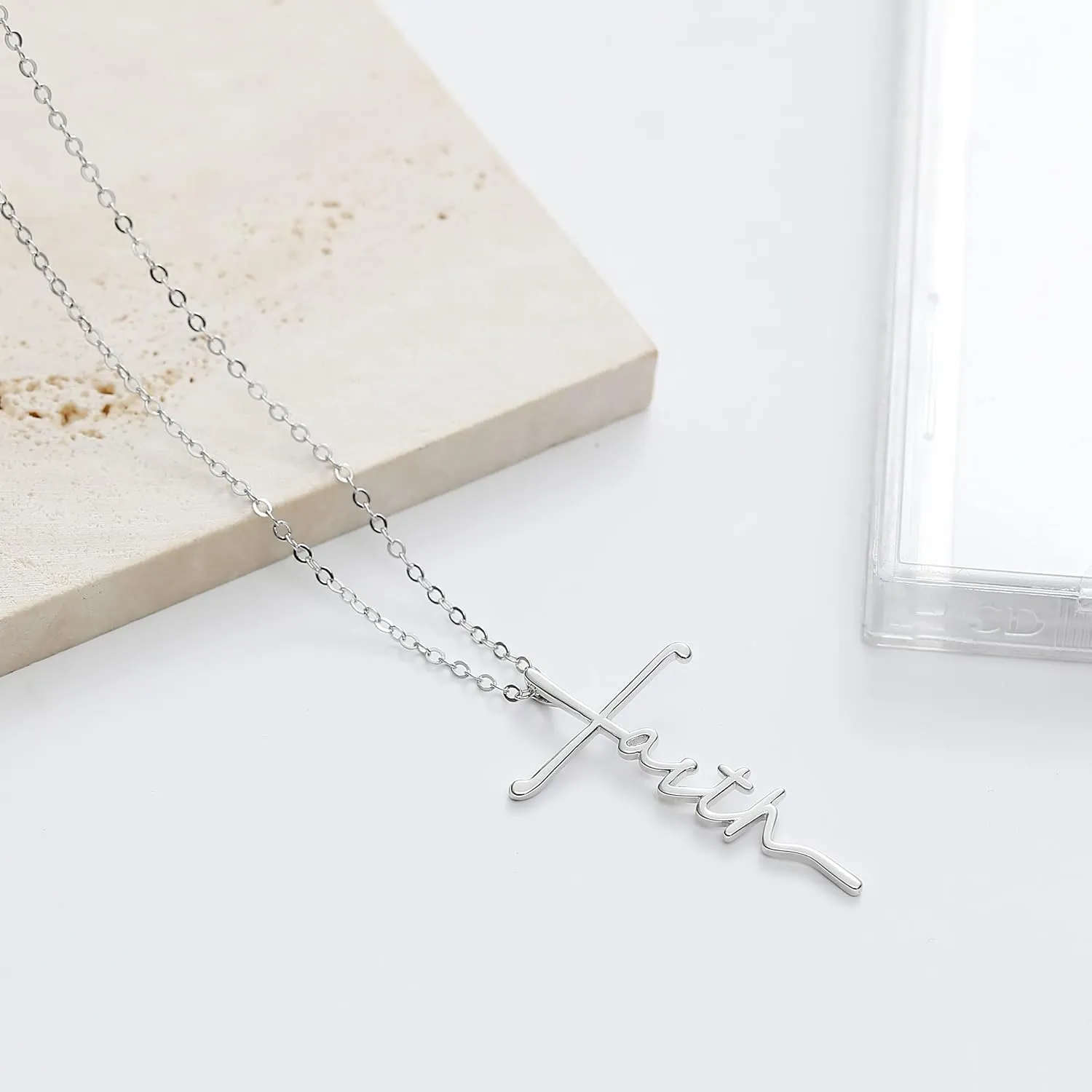 Pencros Simple Cross Necklace 18K Gold/Silver Filled Crucifix Faith Pendant Dainty Cross Choker Tiny Necklace for Women