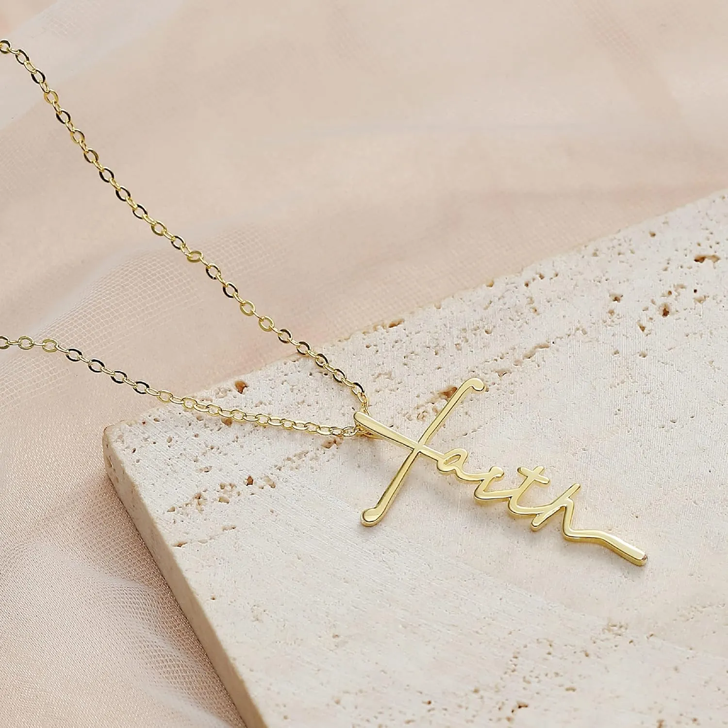 Pencros Simple Cross Necklace 18K Gold/Silver Filled Crucifix Faith Pendant Dainty Cross Choker Tiny Necklace for Women