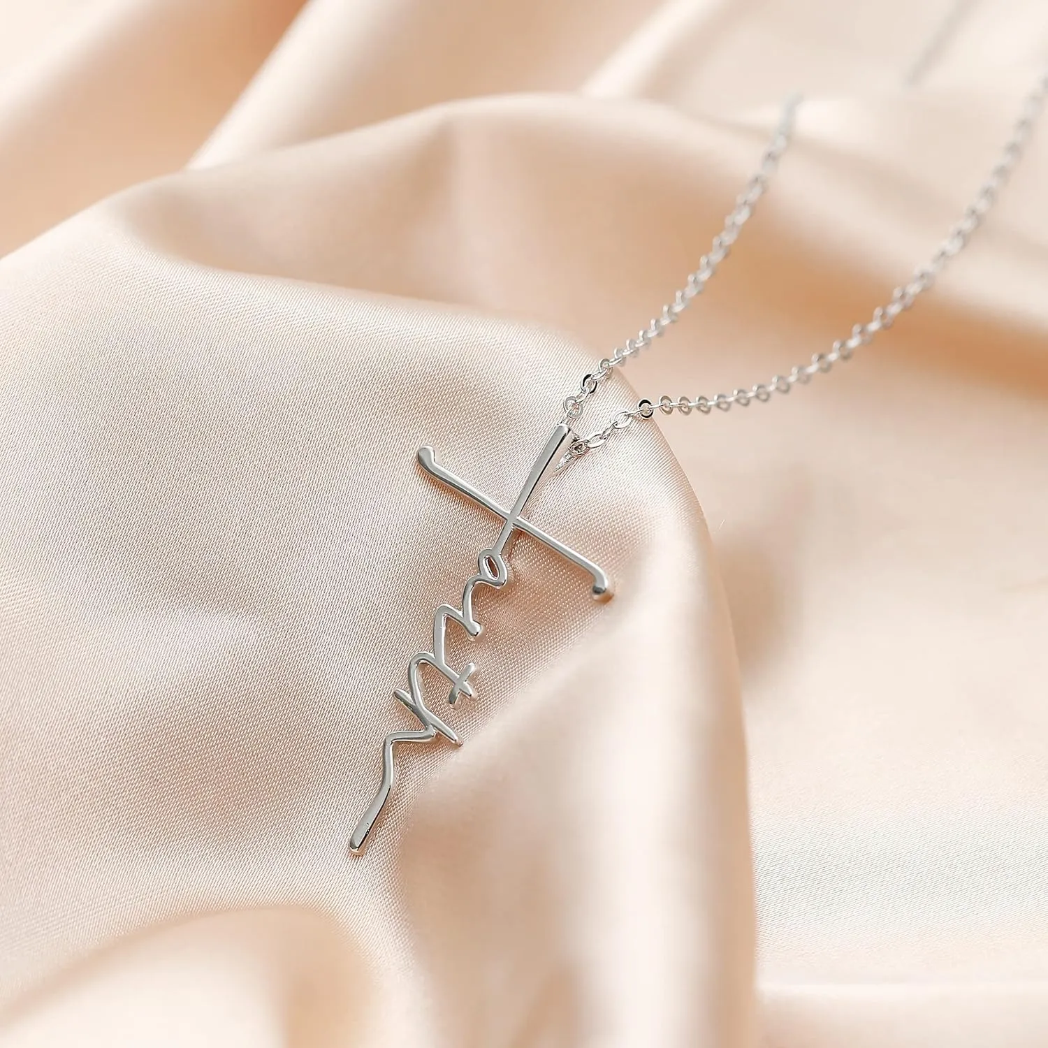 Pencros Simple Cross Necklace 18K Gold/Silver Filled Crucifix Faith Pendant Dainty Cross Choker Tiny Necklace for Women