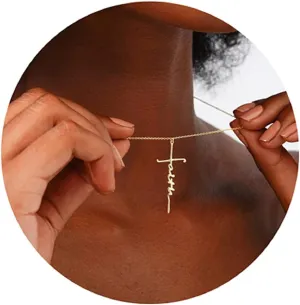 Pencros Simple Cross Necklace 18K Gold/Silver Filled Crucifix Faith Pendant Dainty Cross Choker Tiny Necklace for Women