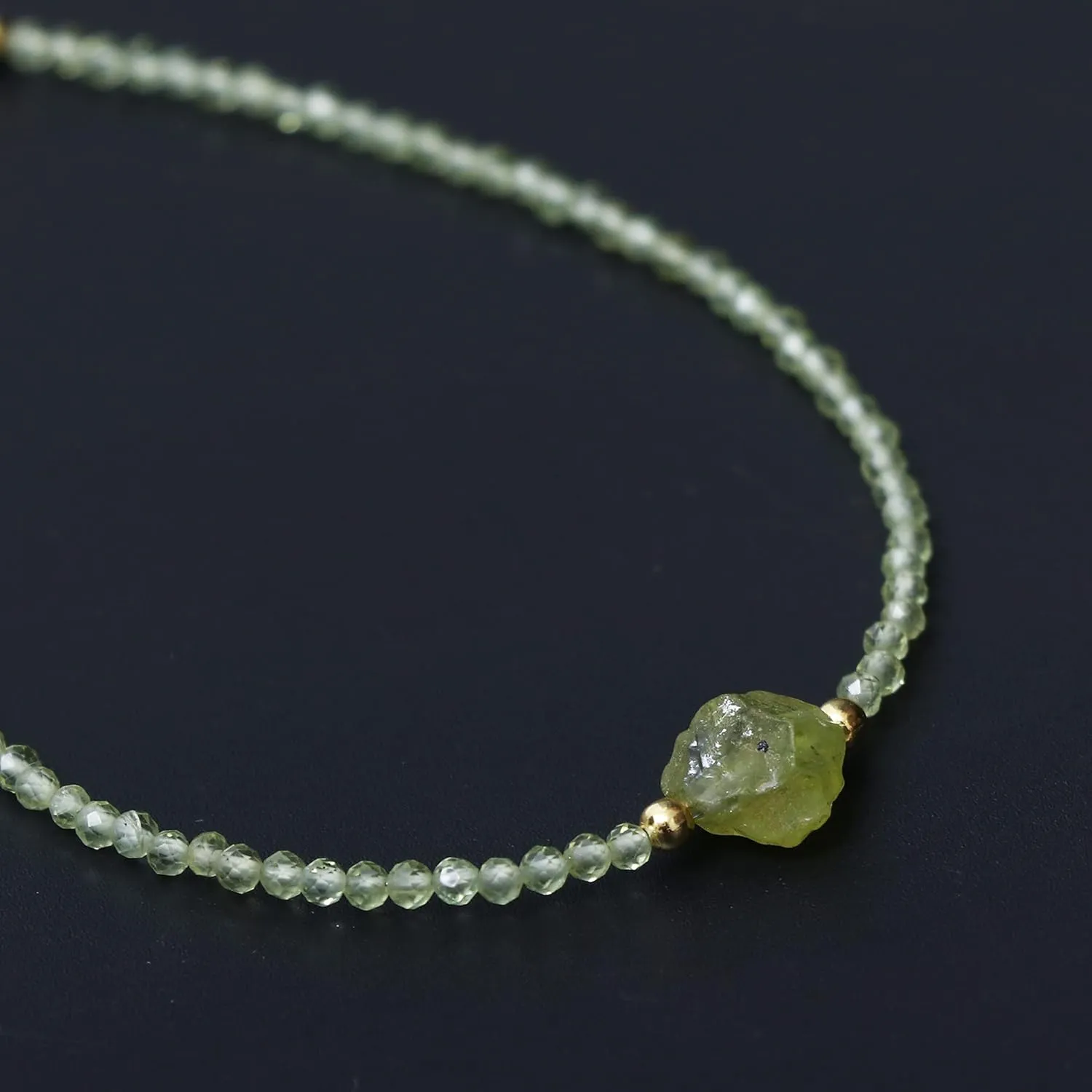 Peridot Beads Bracelet with 14K Gold Plated Silver Chain, Women's Bracelets, August Birthstone Jewelry for Girls, Minimal Dainty Bracelet, Handmade Gift for Her, Perfect Christmas Gifts