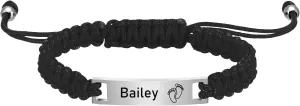 Personalized Baby Bar Bracelet, Personalized Braided Bracelet Adjustable Amulet Bracelet for Children Toddler from Mom, Engraved Kid Name for Daughter Son, New Born Birthday Gift,Nickel free