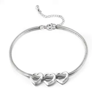 Personalized Charms Anklet for Women Inspirational Heart Anklet, Engraved 1-8 Names Anklet Bracelet, Adjustable Anklet for Mom Grandma