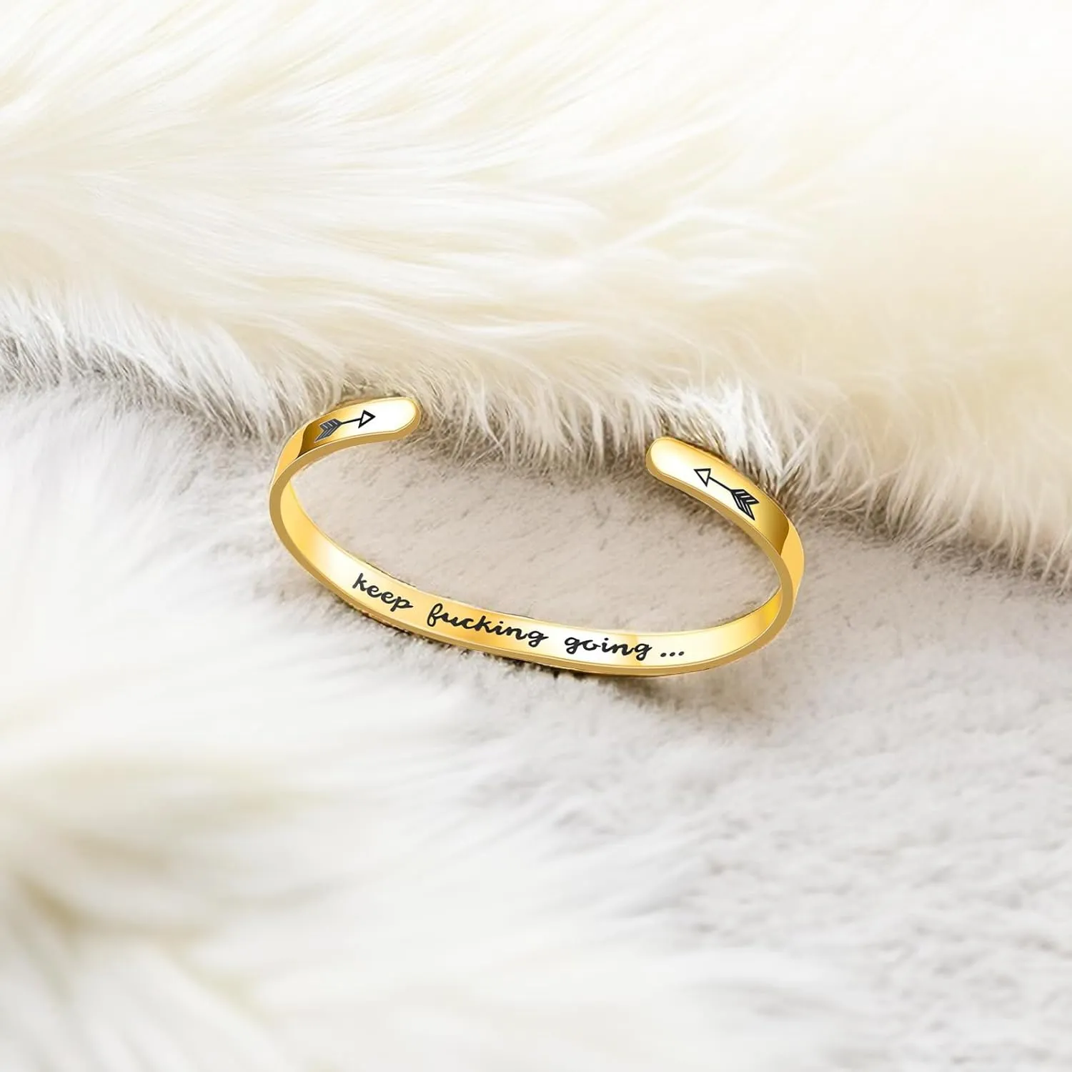 Personalized Cuff Bangle Bracelets for Women Men Inspirational Mantra Keep Going Engraved Inside Jewelry for Women Gift about Friendship and Encouragement