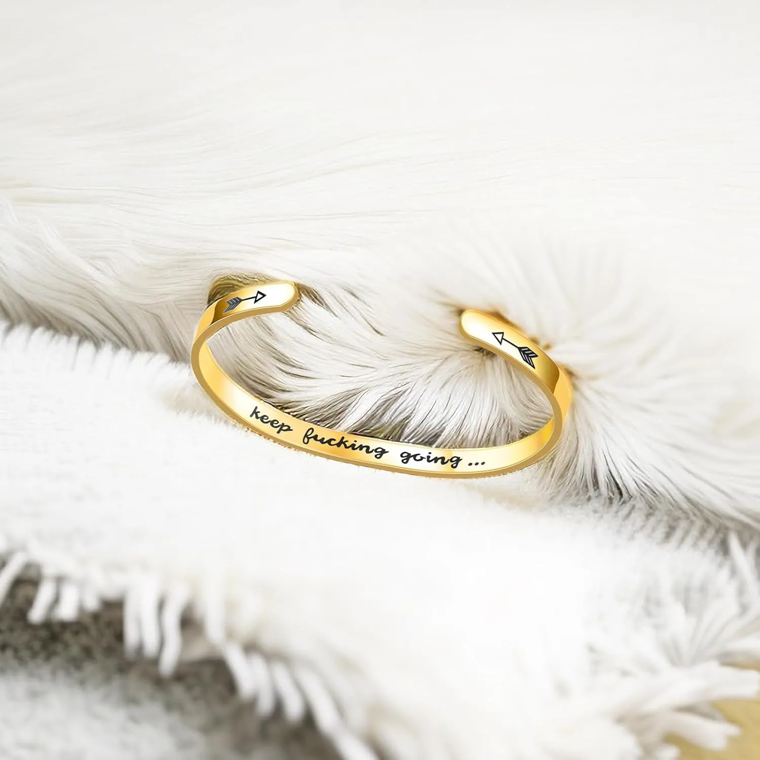 Personalized Cuff Bangle Bracelets for Women Men Inspirational Mantra Keep Going Engraved Inside Jewelry for Women Gift about Friendship and Encouragement