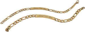Personalized Gold His & Hers Thin ID Bracelet Set Custom Engraved Free - Ships from USA