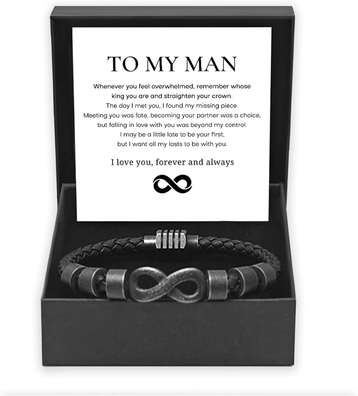Personalized Infinity Bracelet for Men, Custom 1-6 Name Mens Leather Braided Bracelet, Customized Family Name Bracelet Dad Bracelets, Gifts for Dad Father Husband Son
