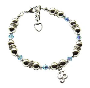 Personalized Jewelry for Girls Charm Bracelets, Choice of Birthstone Letter and Size, Sterling Silver Initial Bracelet for Women and Girls, Custom Birthday Gift