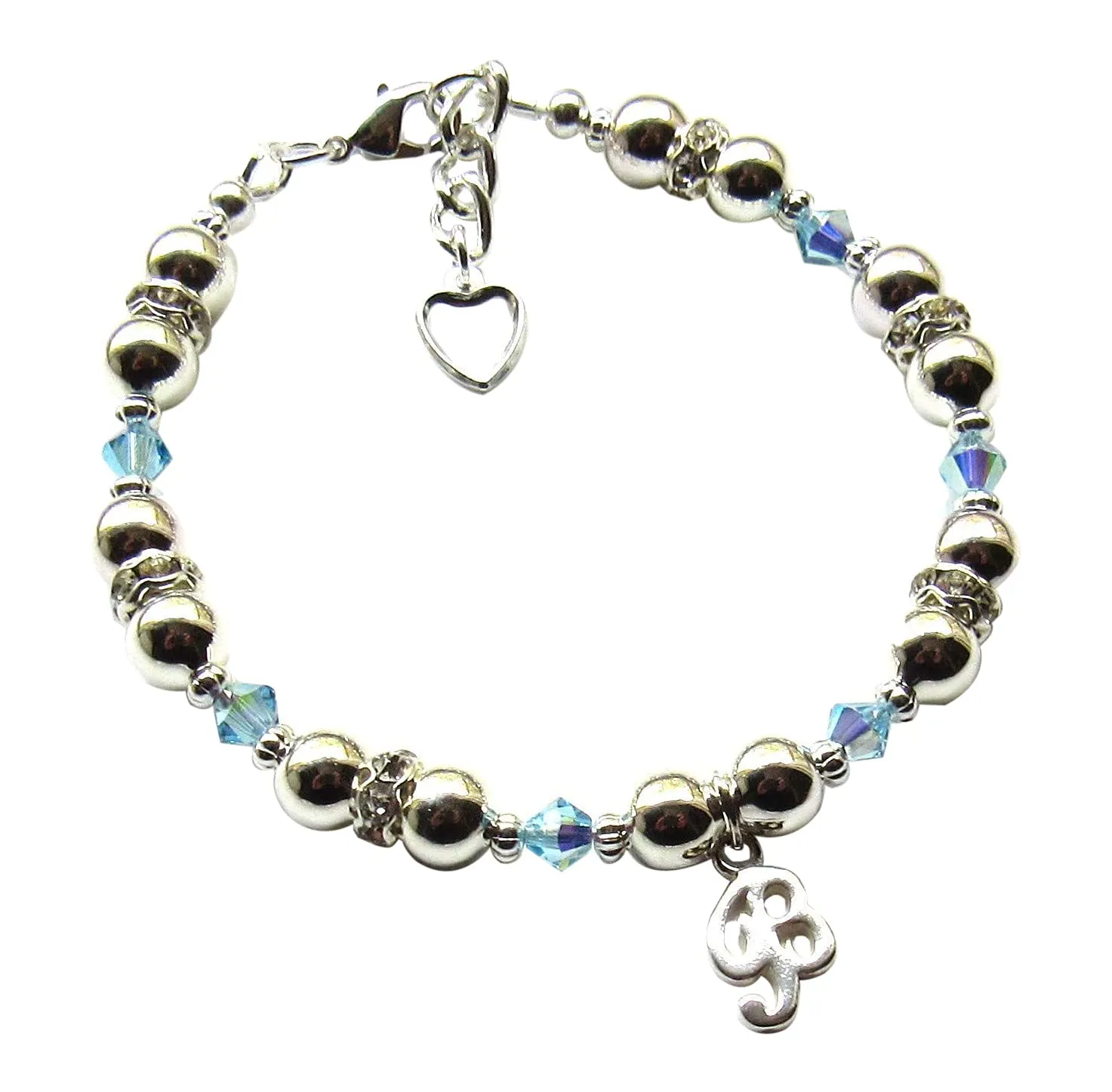 Personalized Jewelry for Girls Charm Bracelets, Choice of Birthstone Letter and Size, Sterling Silver Initial Bracelet for Women and Girls, Custom Birthday Gift