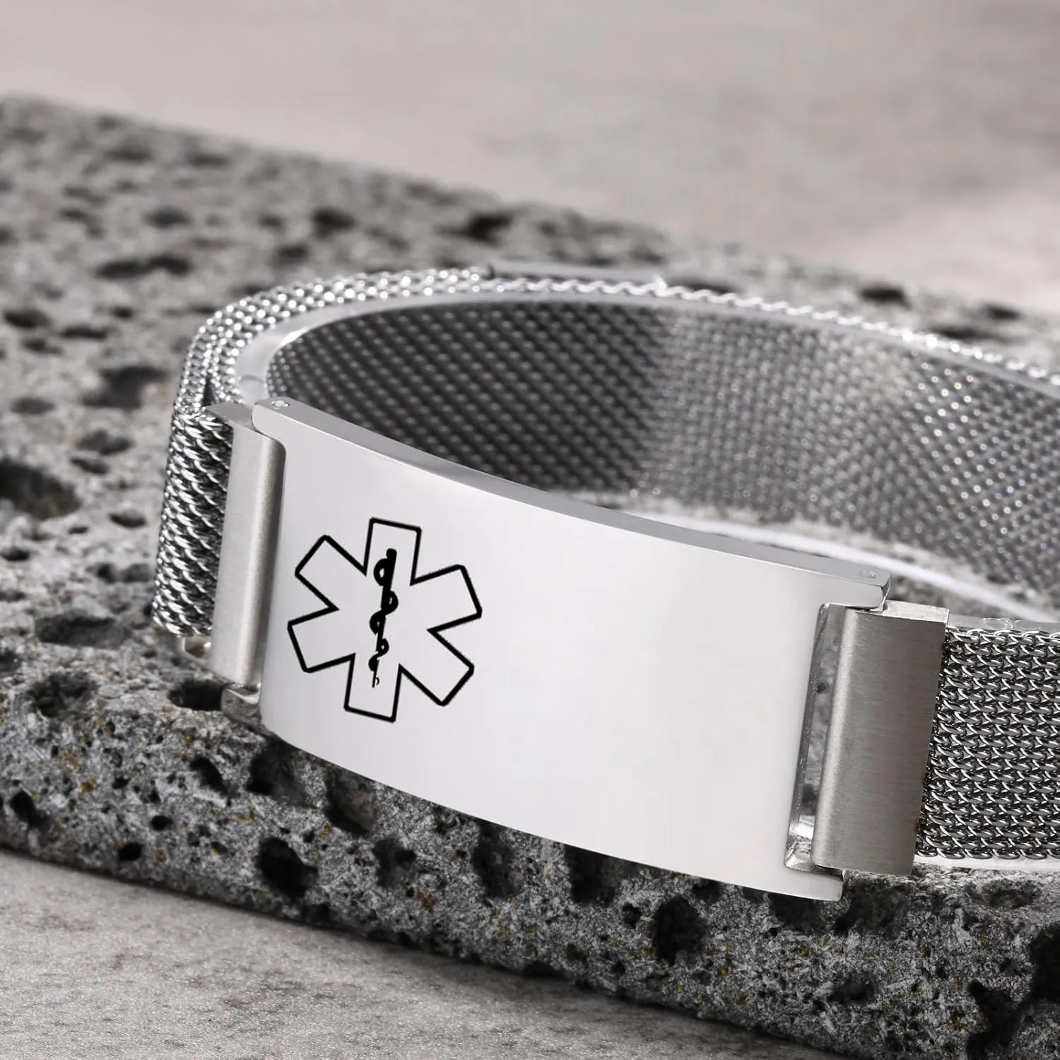 Personalized Medical Bracelet for Women - Free Engraving Customizable Medical ID Bracelets,Waterproof Stainless Steel Adjustable Customized Engraved Wristband,Emergency Medic Alert Bracelet for Men