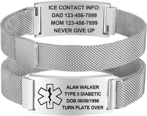 Personalized Medical Bracelet for Women - Free Engraving Customizable Medical ID Bracelets,Waterproof Stainless Steel Adjustable Customized Engraved Wristband,Emergency Medic Alert Bracelet for Men
