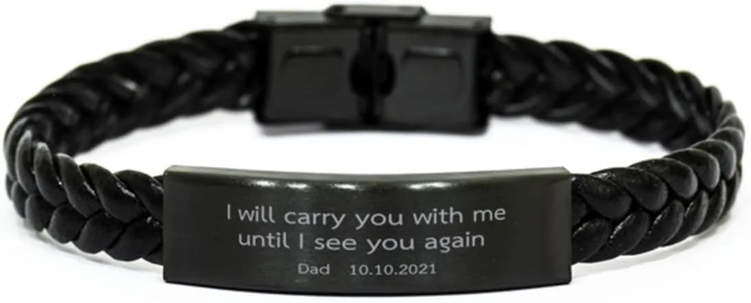 Personalized memorial Bracelet,I Will Carry You With Me Until I See You Again,loss Of Loved One,Adjustable Friendship Bracelets,loss Of Mom Dad