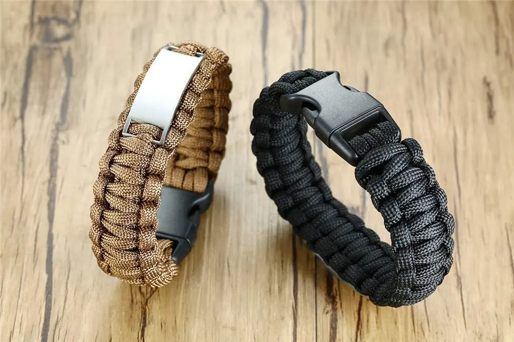 Personalized Men's Bible Lords Prayer Cross Bracelet,Stainless Steel Paracord Wristband Customized Cuff Bracelet Quote Scripture Bracelets for Adult Outdoor Hiking Camping Activities