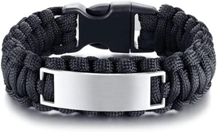 Personalized Men's Bible Lords Prayer Cross Bracelet,Stainless Steel Paracord Wristband Customized Cuff Bracelet Quote Scripture Bracelets for Adult Outdoor Hiking Camping Activities