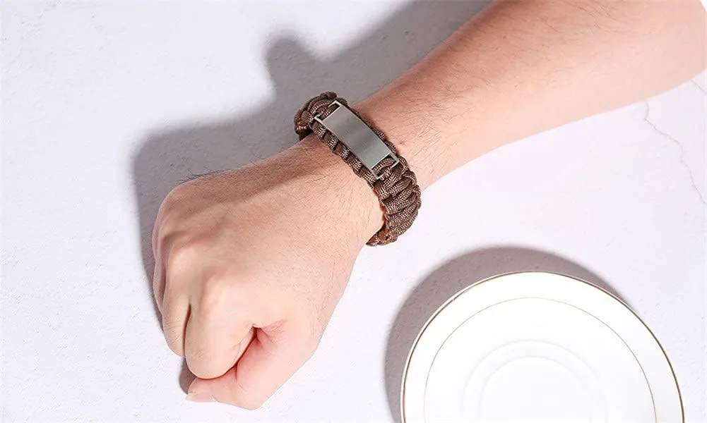 Personalized Men's Bible Lords Prayer Cross Bracelet,Stainless Steel Paracord Wristband Customized Cuff Bracelet Quote Scripture Bracelets for Adult Outdoor Hiking Camping Activities