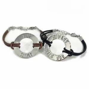 Personalized Men's Women's Washer Bracelet, Stainless Steel
