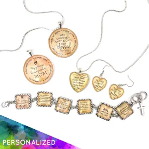Personalized Mothers' Bracelets, Pendant Necklace & Earrings Sets – Feature Children's Names!