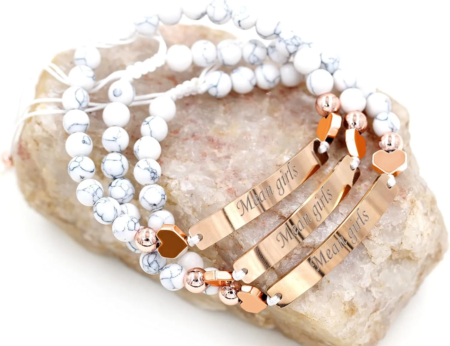 Personalized Name Identity Bracelet 6mm White Turquoise Stone Braided Bracelet for Men Women Best Friends Birthday Graduation Custom Gift Y1451