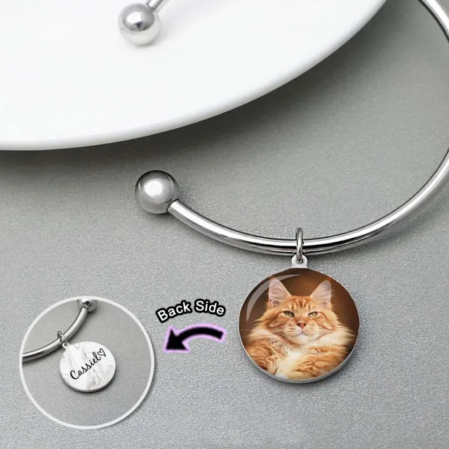 Personalized Photo Bangle | Custom Dog Photo Charm Bracelet | Personalized Pet Picture Bangle | Memorial Jewelry | Gift for Her