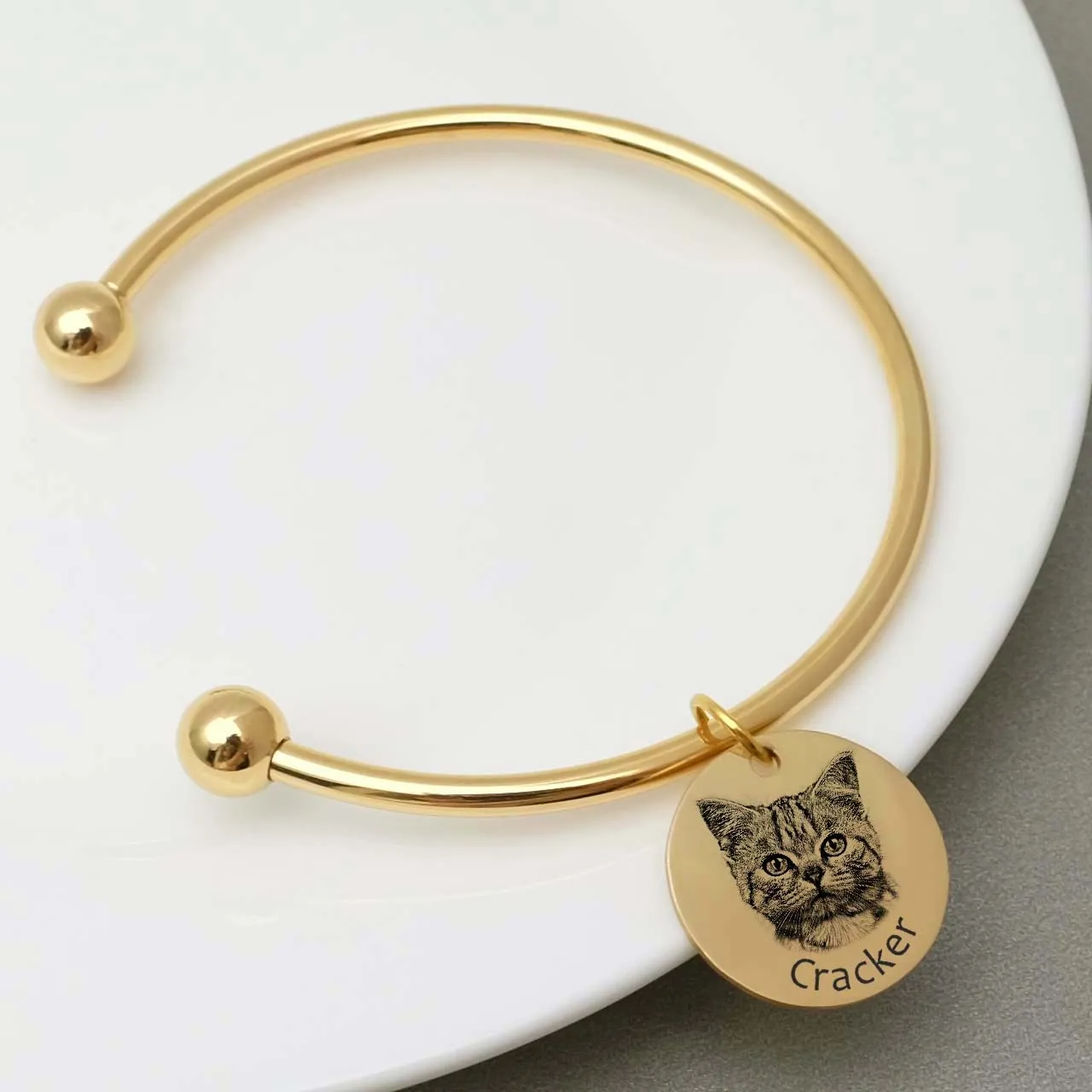 Personalized Photo Bangle | Custom Dog Photo Charm Bracelet | Personalized Pet Picture Bangle | Memorial Jewelry | Gift for Her