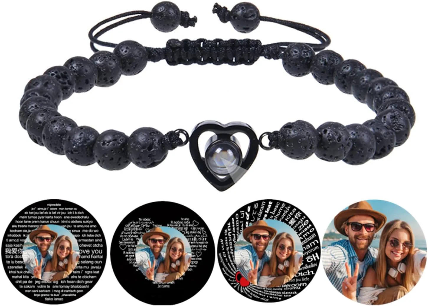 Personalized Photo Beaded Bracelet With Picture Inside Custom Picture Natural Stone Bracelets for Boys Girls Women Men Valentine's Day Birthday Anniversary Any Special Day Gifts