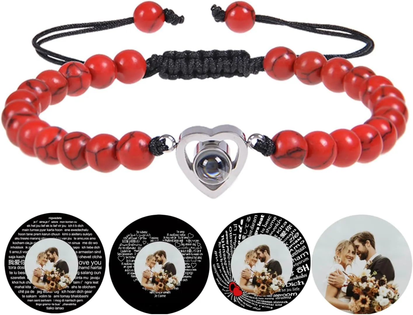 Personalized Photo Beaded Bracelet With Picture Inside Custom Picture Natural Stone Bracelets for Boys Girls Women Men Valentine's Day Birthday Anniversary Any Special Day Gifts