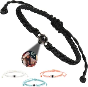 Personalized Photo Bracelets, Custom Photo Projection Bracelet, Adjustable Projection Bracelet with Picture Inside for Women Man Anniversary Day