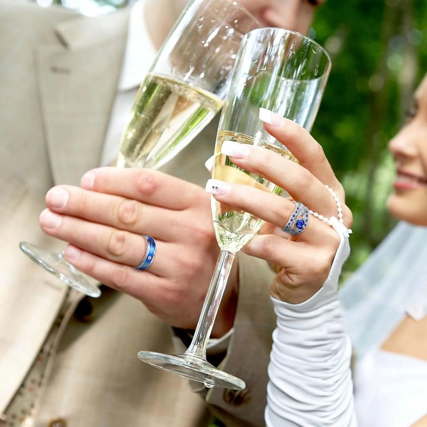 Personalized Promise Rings for Couples Set Custom Wedding Bands Customized Couple Ring Bridal His and Hers Wedding Ring Sets Engraved Names Rings Engagement Gifts for Couples
