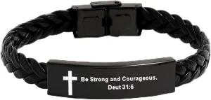 Personalized Unisex Religious Bible Verse Scripture Quotes Bracelet Faith Christian Adjustable Cord Stainless Steel Encourage Inspirational ID Bracelets for Men Women, Customized Gift