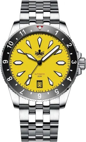 PHOIBOS Voyager Men's Automatic Diver's Watch 316L Stainless Steel Case&Bracelet with 200M Water Resistance PY035