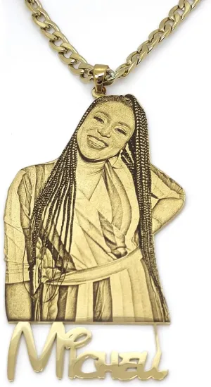 Picture Necklace Personalized Photo Custom Pendant Chain for Men Women 18K Gold Plated Photo Necklace Memorial Gift