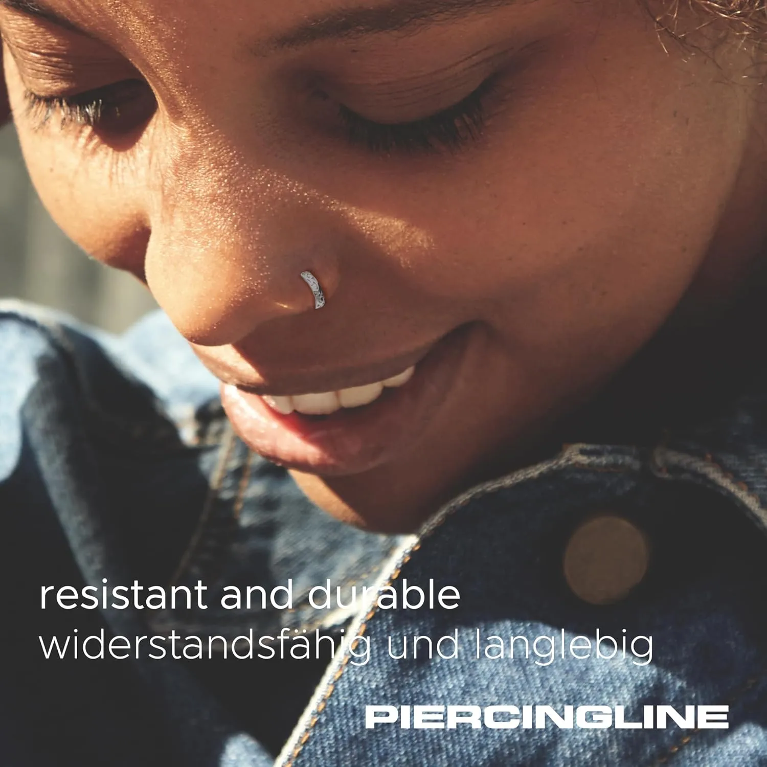 PIERCINGLINE 20G nose ring Surgical steel 316L nostril piercing jewelry | L shape nose ring in hoop optics Oriental Design | Nose studs for women and men