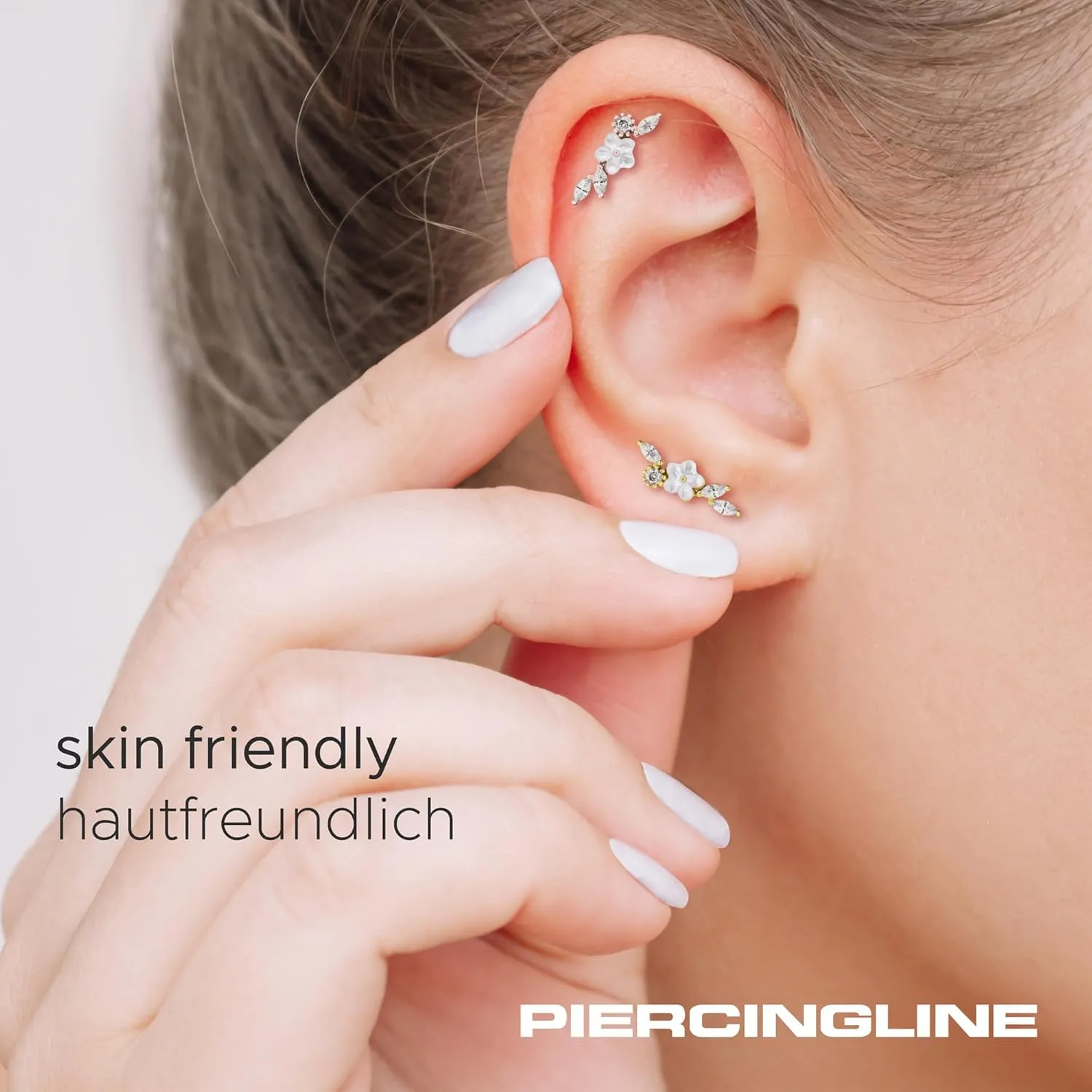 PIERCINGLINE Surgical Steel Helix Piercing Jewelry FLOWER   CRYSTAL LEAFS screw back earrings for women and men