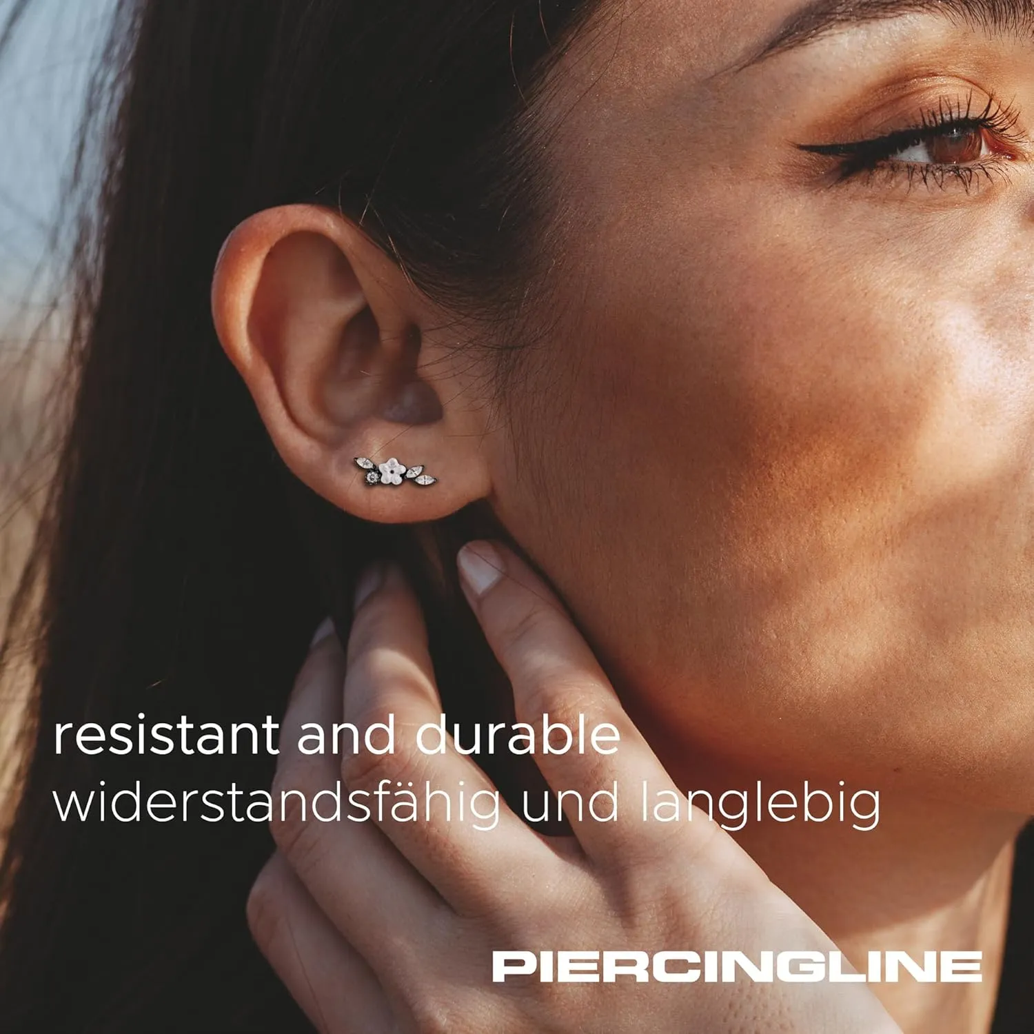 PIERCINGLINE Surgical Steel Helix Piercing Jewelry FLOWER   CRYSTAL LEAFS screw back earrings for women and men