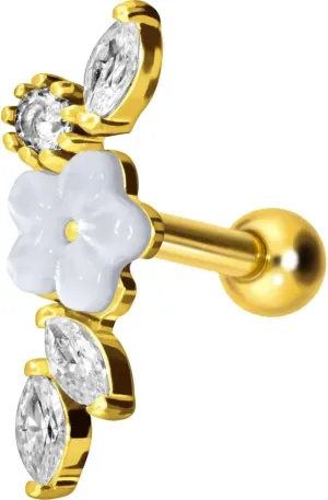 PIERCINGLINE Surgical Steel Helix Piercing Jewelry FLOWER   CRYSTAL LEAFS screw back earrings for women and men