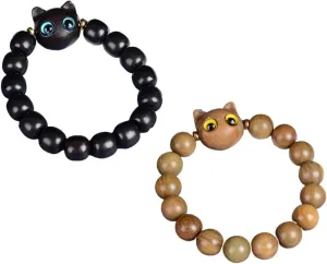 Pingyongchang Braided Personalized Couples Bracelet Cute Moonstone Cat Bracelets Handmade Adjustable Braided Rope Couple Promise Bracelet Friendship Bracelet Jewelry Gift