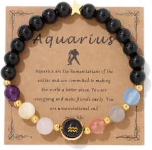 Pingyongchang Chakra Zodiac Bracelets for Women Her Luck 12 Constellations Inspiration Healing Crystal Stone Beads Bracelet Birthday Zodiac Gifts Horoscope Spiritual Bracelet for Men