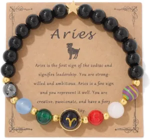 Pingyongchang Chakra Zodiac Bracelets for Women Her Luck 12 Constellations Inspiration Healing Crystal Stone Beads Bracelet Birthday Zodiac Gifts Horoscope Spiritual Bracelet for Men