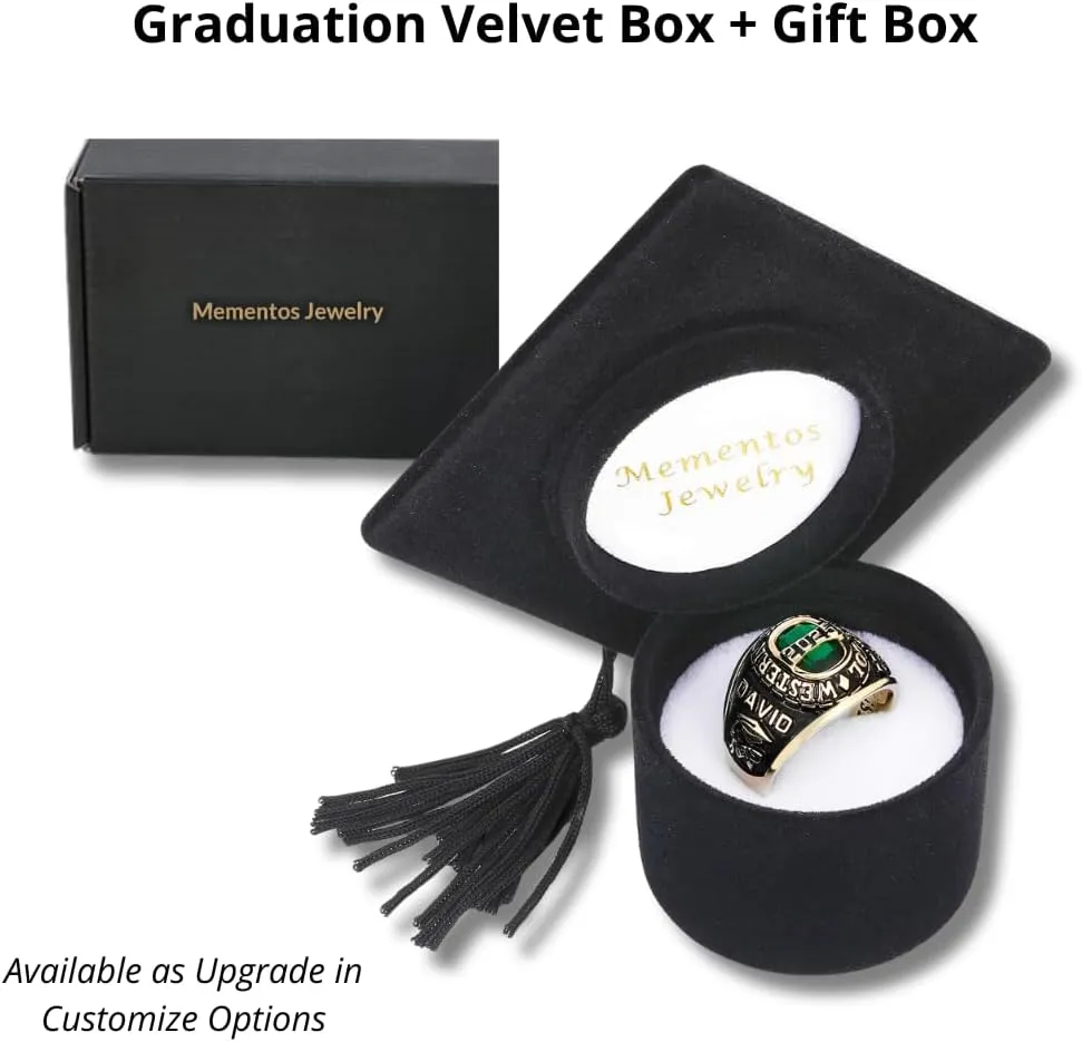 PJM Mementos USA Premium Class Ring Authentic Class Ring for Men  Privilege Collection  Genuine 925 Sterling Silver or 10KT Gold  Customized High School College University Men's Class Ring  Graduation Gifts