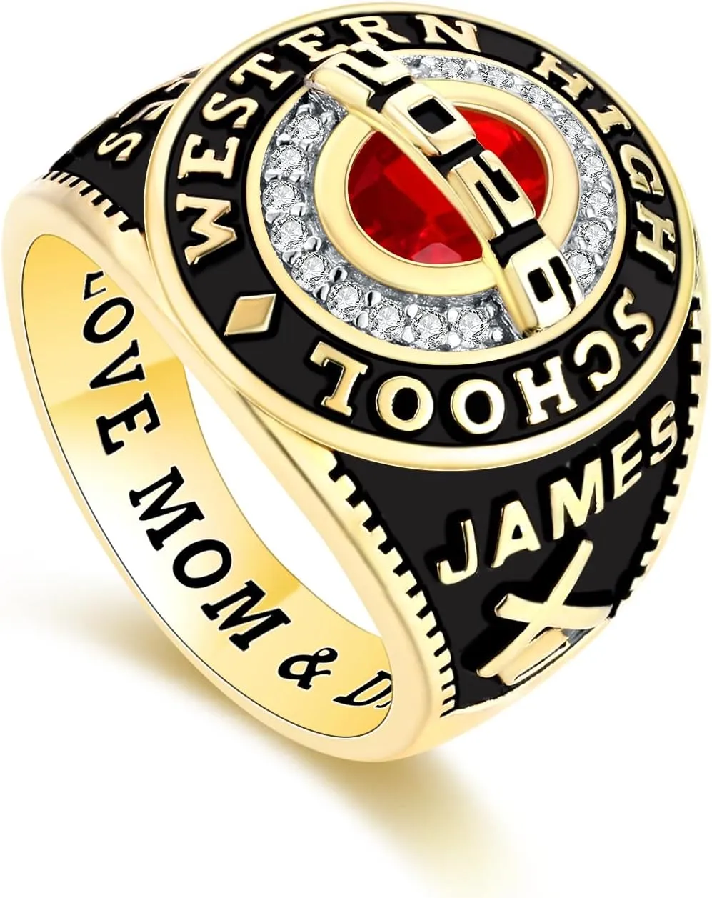 PJM Mementos USA Premium Class Ring Authentic Class Ring for Men  Privilege Collection  Genuine 925 Sterling Silver or 10KT Gold  Customized High School College University Men's Class Ring  Graduation Gifts