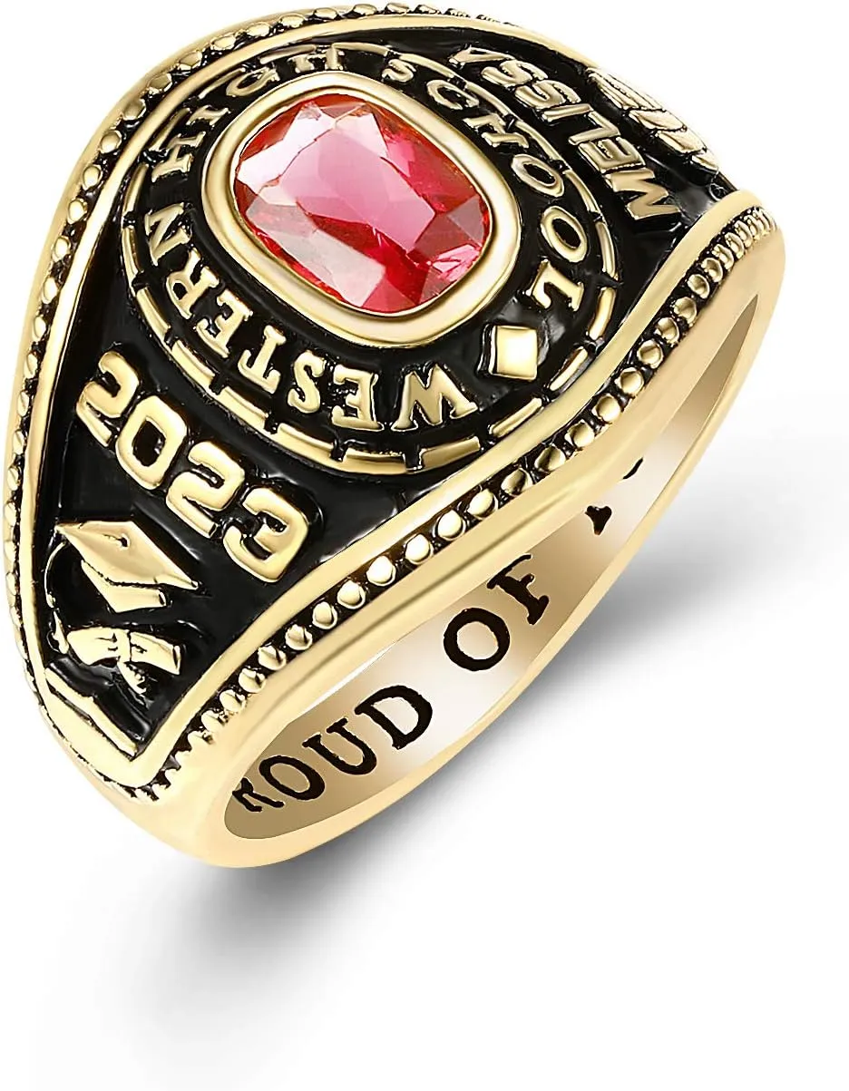 PJM Mementos USA Premium Class Ring Authentic Class Ring for Women  Classic Collection  Genuine 925 Sterling Silver or 10KT Gold  Customized High School College University Women's Class Ring  Graduation Gifts